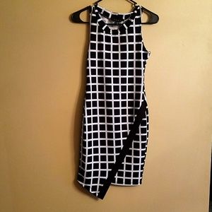 Black and white color block dress